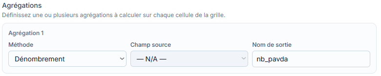 Gestion des agrégations : comptage du nombre de points par hexagone.