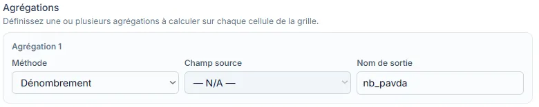 Gestion des agrégations : comptage du nombre de points par hexagone.